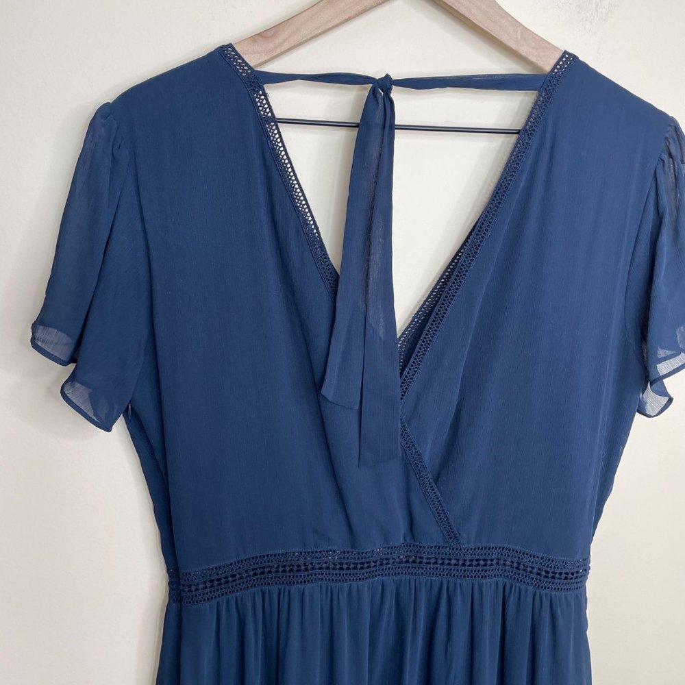 Abercrombie & Fitch Blue Open Back Maxi Dress Size Medium Petite - Picture 5 of 8